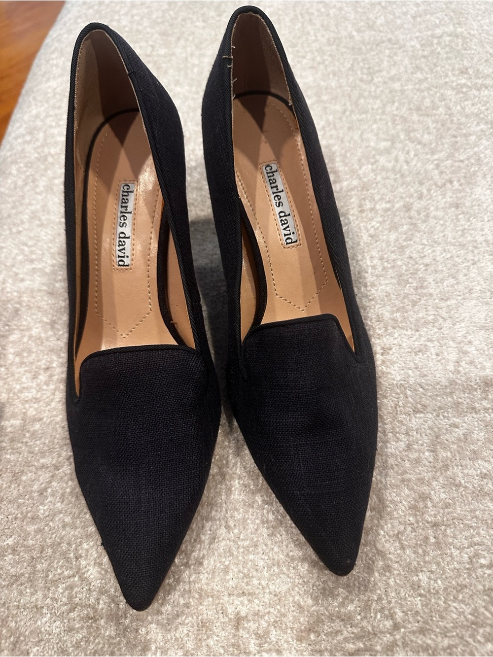 Charles David navy  Pointed-Toe Fabric Pumps